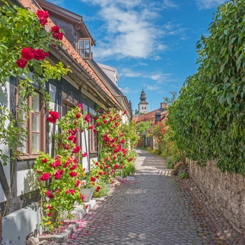 Hyggelig gade i Visby på Gotland, Sverige