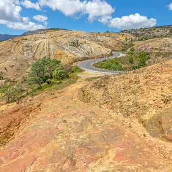 Bjergvej nær Queenstown, Tasmanien