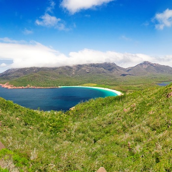Freycient National Park og udsigt til Wineglass Bay, Tasmanien