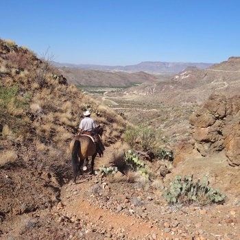 På ridetur lige uden for Big Bend National Park i Texas, USA