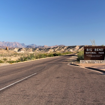 Velkomstskilt til Big Bend National Park i Texas, USA