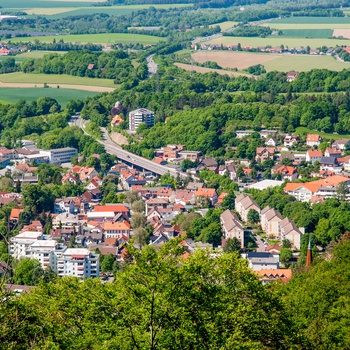 Luftfoto af byen Bad Harzburg i Harzen, Tyskland
