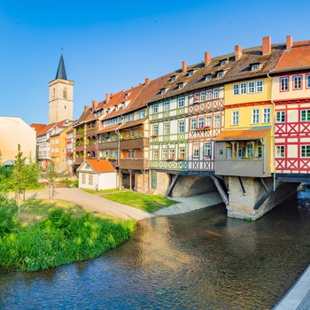 Krämerbrücke i Erfurt, Thüringen i Tyskland