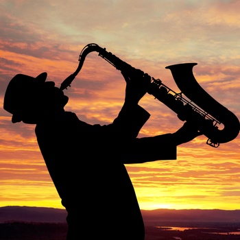 Jazzmusiker på saxofon i USA