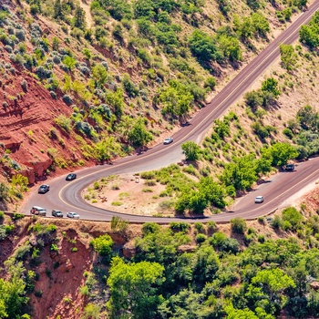 Vej gennem Zion National Park i Utah - USA