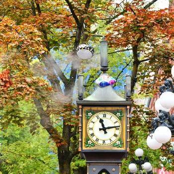 Uret der drives af en dampmasnine i bydelen Gastown - Vancouver i Canada