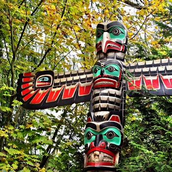 Totempæle i Stanley Park, Vancouver i Canada