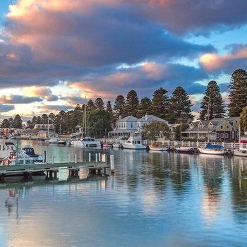 Aftensstemning i Port Fairy, Victoria i Australien