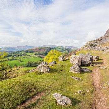 Wales - vandrestien Offas Dyke Path i naturområdet Clwydian Range tæt på Llangollen
