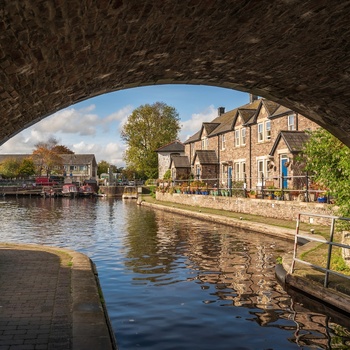 Wales, Monmouthshire - byen Brecon med Brecon Canal Basin 