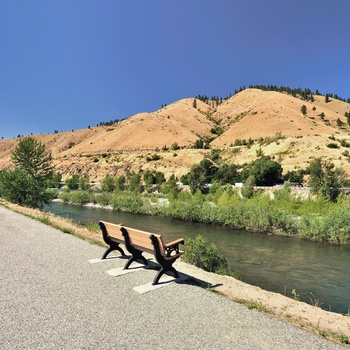 Wenatchee River der løber gennem Cashmere i Washington State, USA