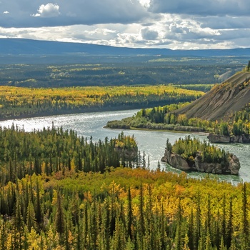 Udsigt til Five Fingers Rapids på Yukon floden - Canada