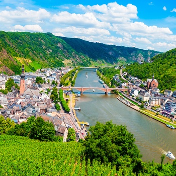 Byen Cochem ved Mosel i Tyskland - måske den hyggeligste by langs floden
