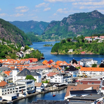 Udsigt over Flekkefjord i det sydlige Norge