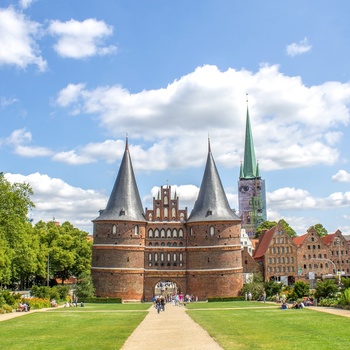 Byporten Holstentor i Lübeck, Nordtyskland