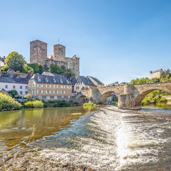 Bro over Lahn-floden til byen Runkel i Nordtyskland