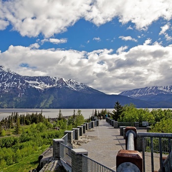 Udsigtspunkt til fjorden Turnagain Arm nær Anchorage i Alaska