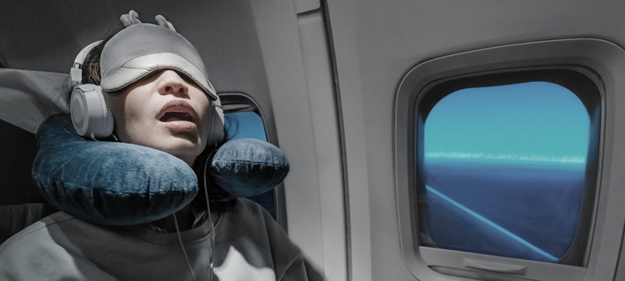 Sikker søvn på den lange flyrejse