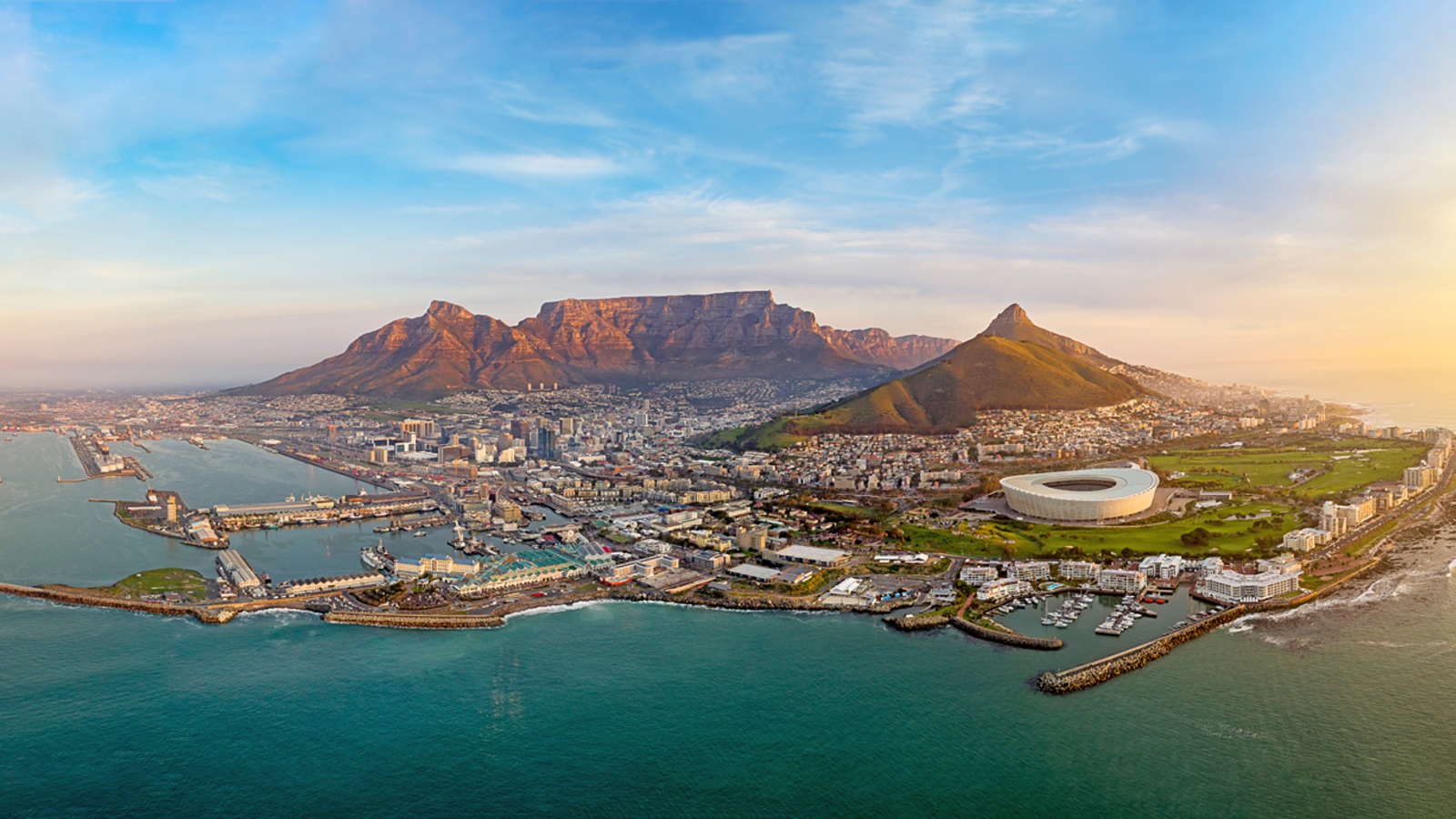 Udsigt til Cape Town i Sydafrika Udsigt til Cape Town i Sydafrika