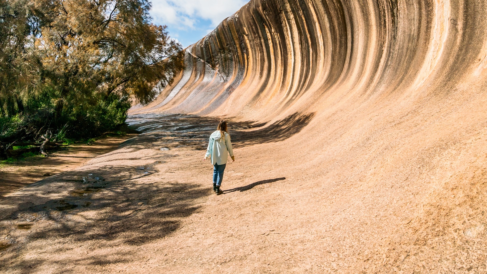 Udsigt fra Wave Rock - en 15 meter høj bølge i granit - Western Australia