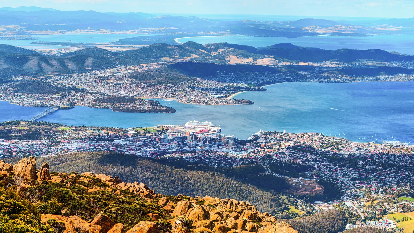 Udsigtspunkt over Hobart fra Mount Wellington