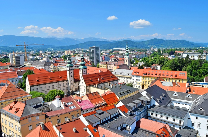 Udsigt ud over Klagenfurt, Kärnten i Østrig