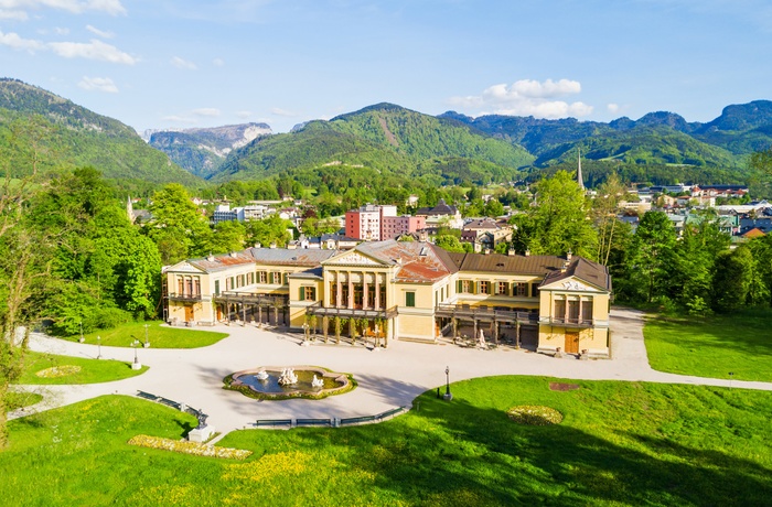 Luftfoto af Kaiservilla i Bad Ischl, Salzkammergut i Østrig