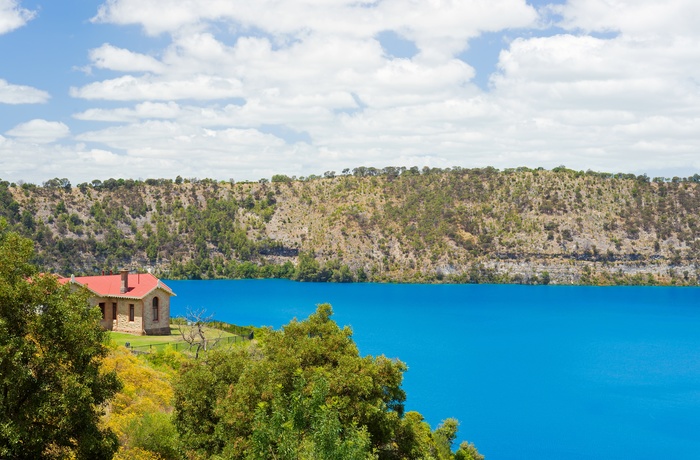 Kratersøen Blue Lake ved Mount Gambier i South Australia