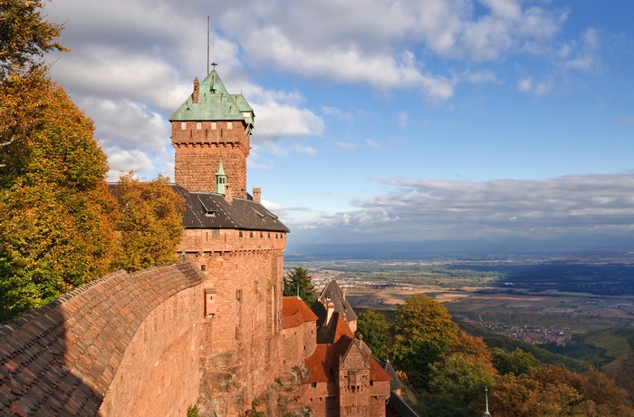 Udsigt fra Haut Koenigsburg slot, Alsace i Frankrig