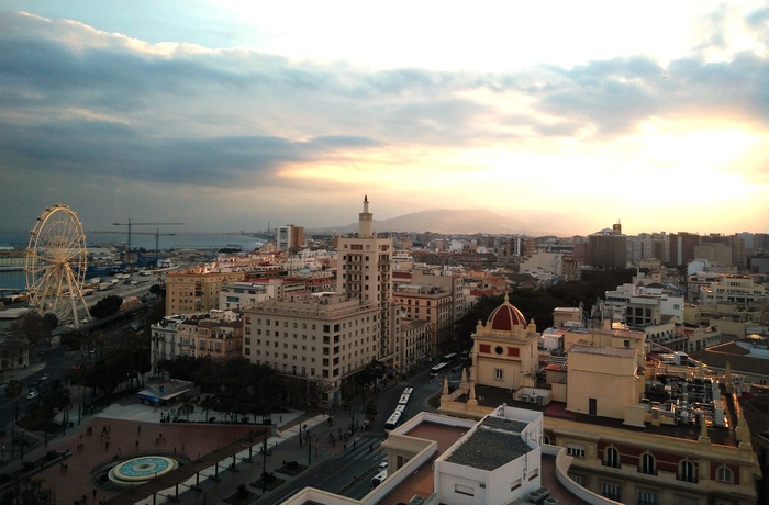 Udsigt fra tagterrasse i Malaga