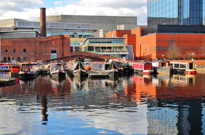 Gas Street Basin - knudepunkt for kanalerne i Birmingham, England