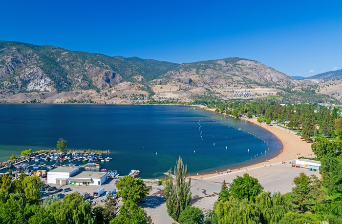 Strand ved Skaha Lake i Okanagan Valley, British Columbia i Canada