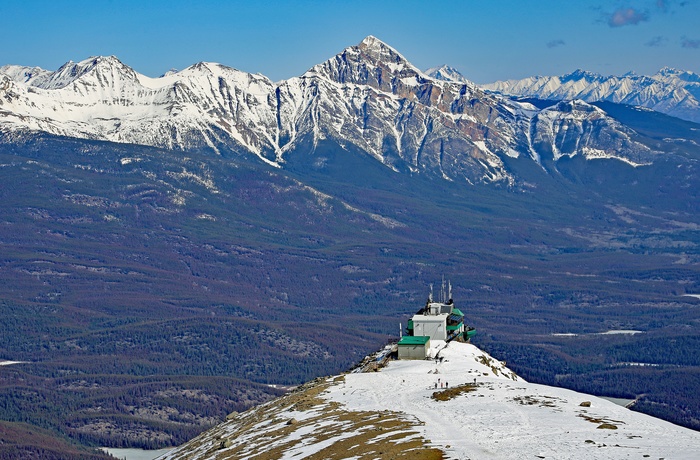 Bjergstation hvor Jasper Sky Tram stopper, Alberta i Canada