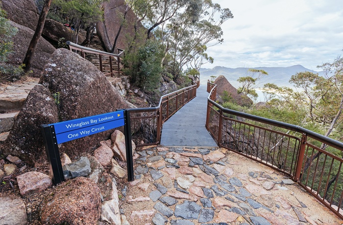 Skilt mod Wineglass Bay Lookout i Freycinet National Park på Tasmanien
