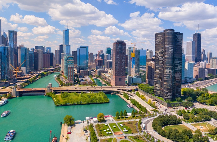 Udsigt til Chicago skyline, USA