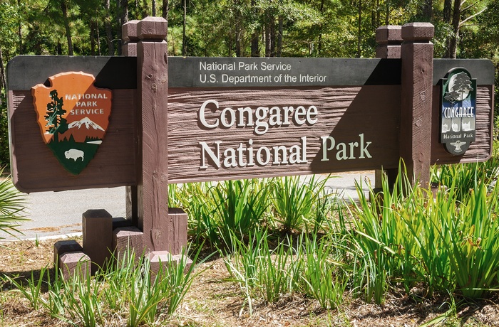 Skilt til Congaree National Park i South Carolina - USA