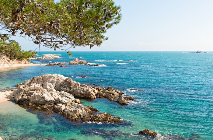 Kysten langs Torroella de Montgri tæt L'Estartit, Costa Brava i Spanien