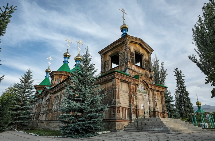 Den ortodokse trækirke i Karakol i Kirgisistan