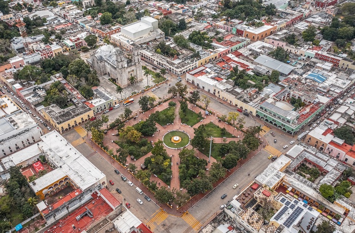 Luftfoto af downtown Valladolid - Yucátan i Mexico