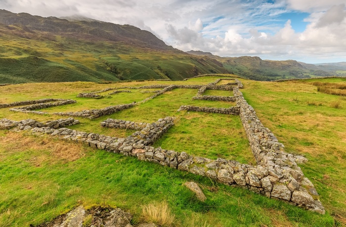 England, Lake District, Hardknotte Pass - gammel romersk fortifikation ved passet