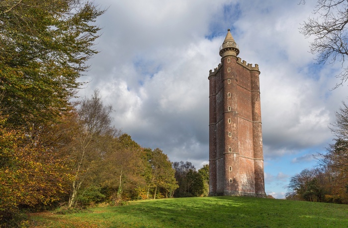 England, Somerset - King Alfreds Tower står flot i en lysning i skoven