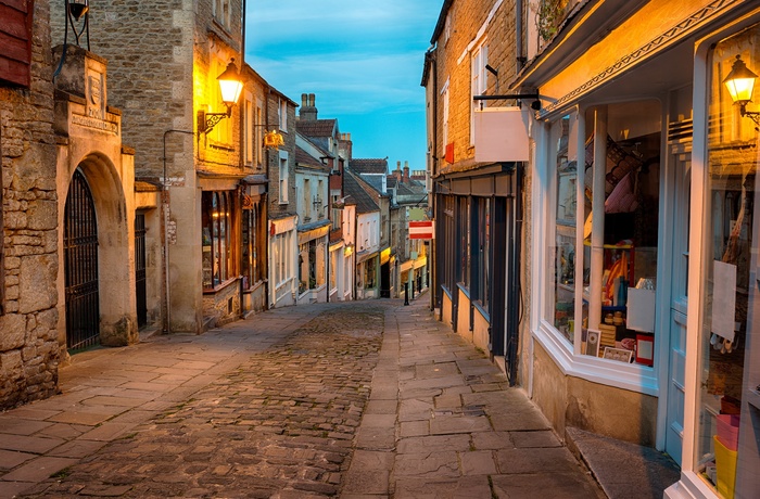 England, Somerset - den brostensbelagte gade Catherine Hill Frome
