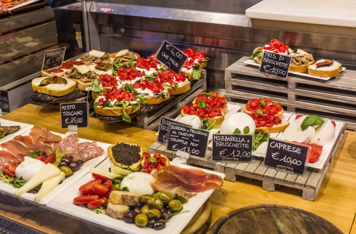 Lækkerier på Mercato Centrale - marked i Firenze