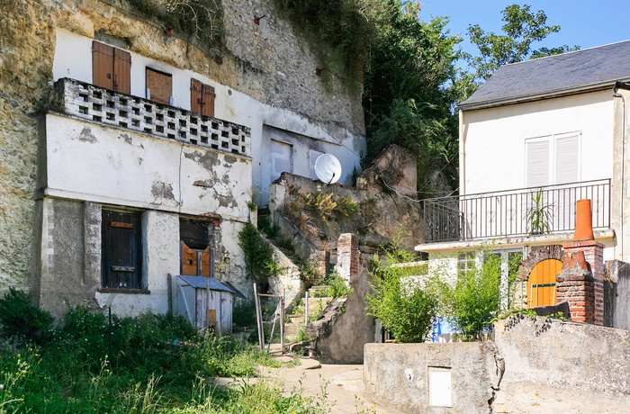 Klippehus kaldet troglodyte i Souzay, Loiredalen i Frankrig
