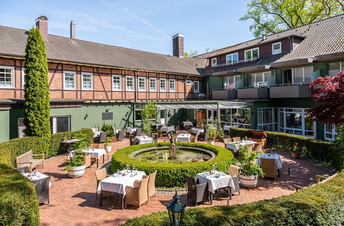 Niemeyers Romantik Posthotel, terrasse og have  - Nordtyskland