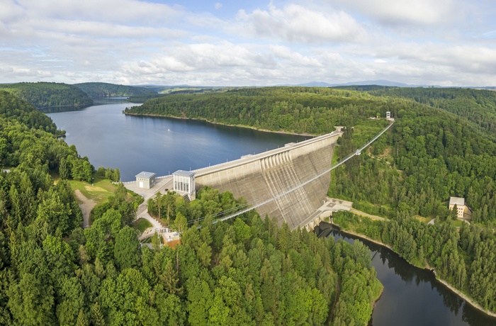 Rappbode dæmningen og Titan RT hængebro i Harzen, Tyskland