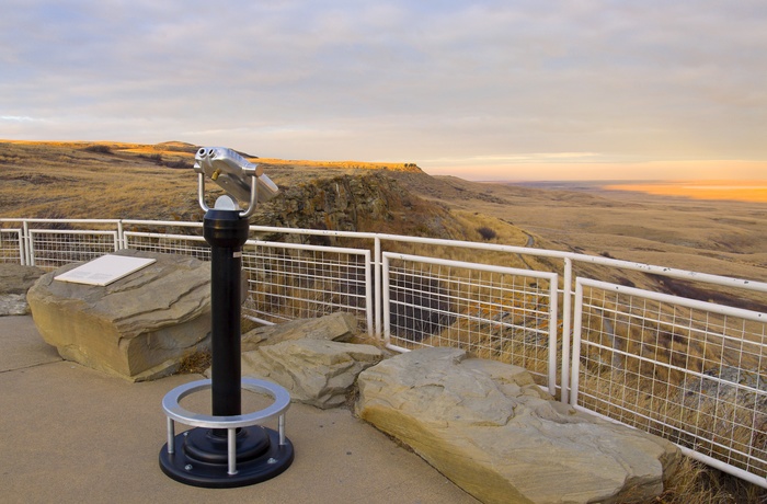 Udsigtspunkt til Head-Smashed-In Buffalo Jump i Alberta - Canada