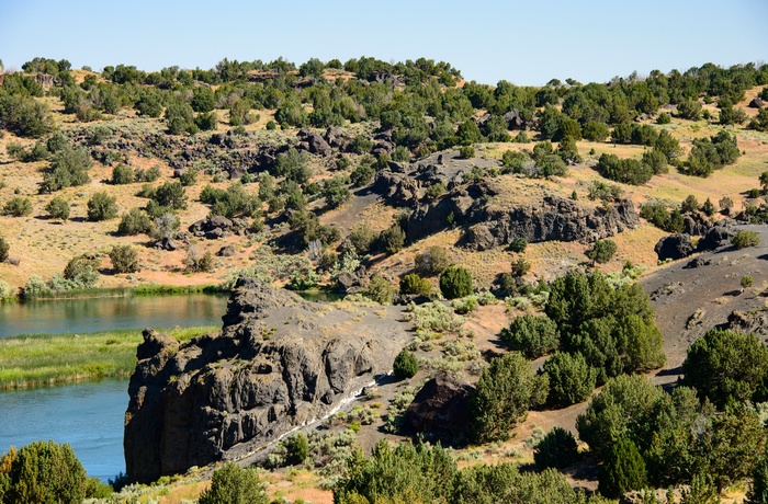 Massacre Rocks State Park og Snake River i Idaho