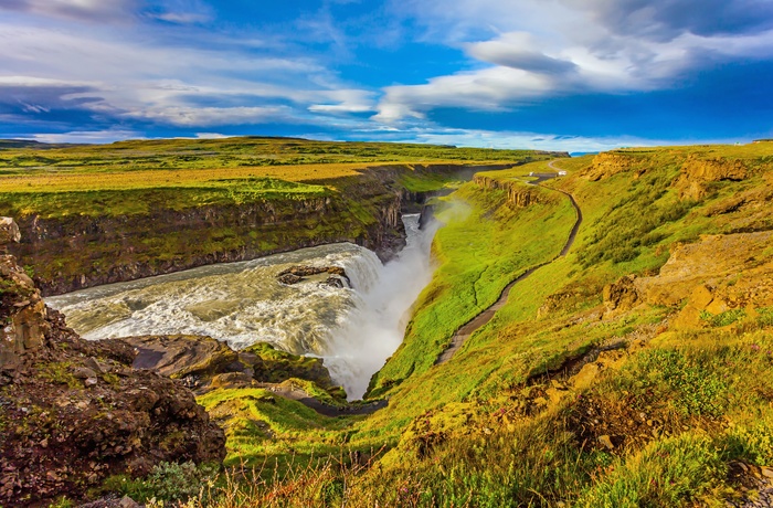 Udsigt til Gullfoss vandfaldet - Island