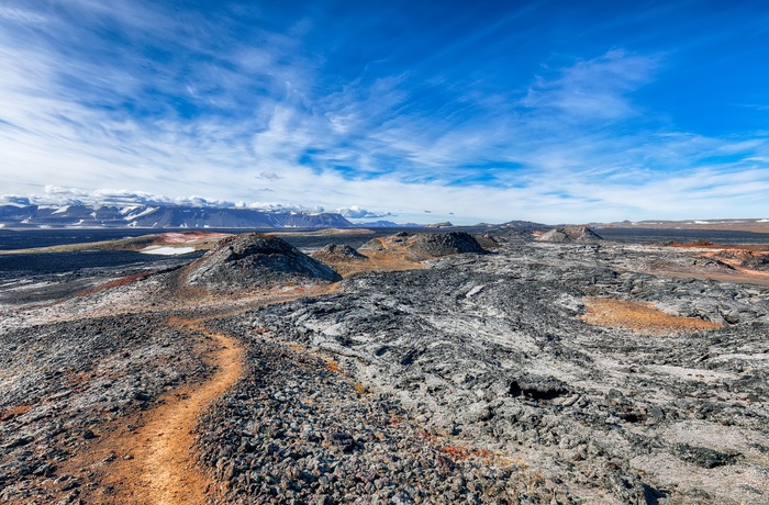 Lavamarker og vulkan ved Krafla og Leirhnjúkur, Island 